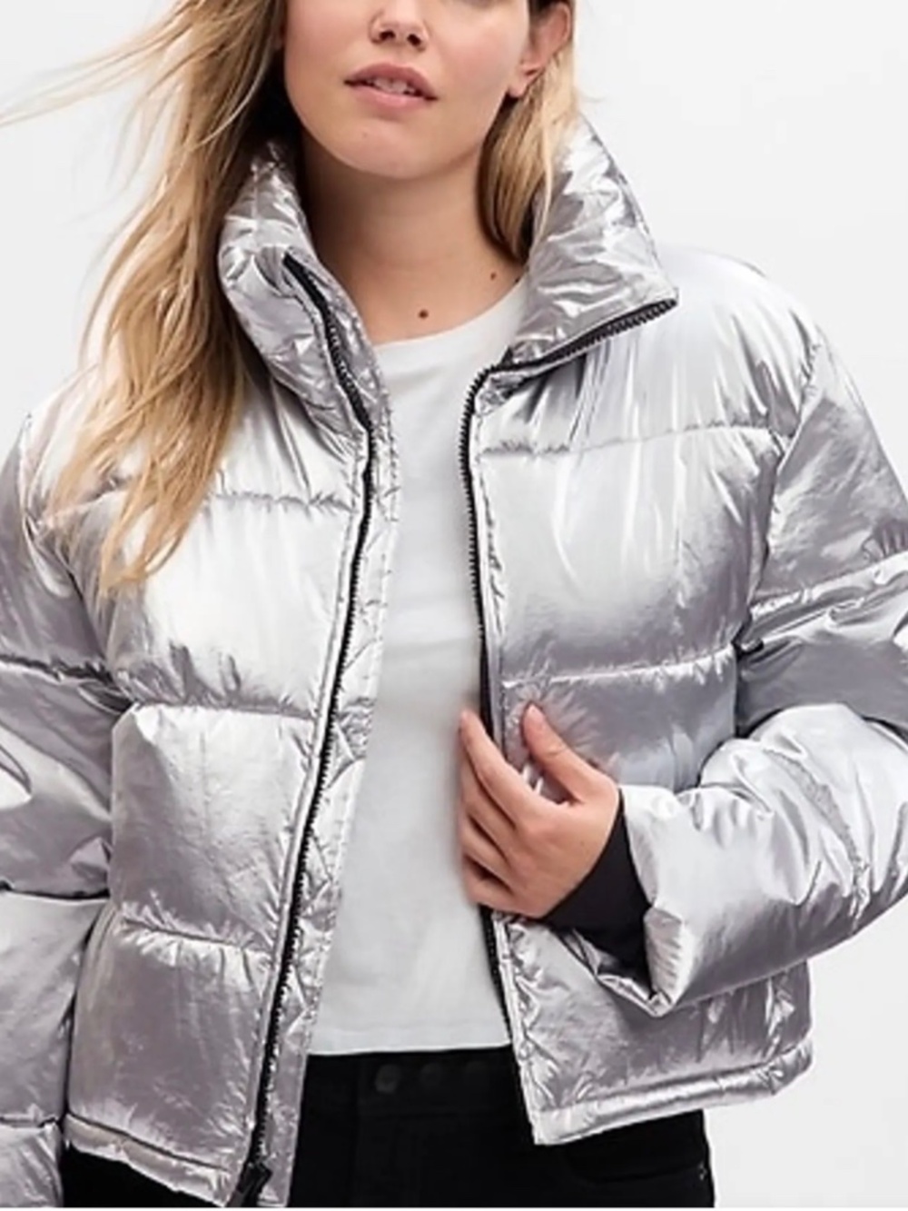 Gap Silver Puffer Jacket, XS